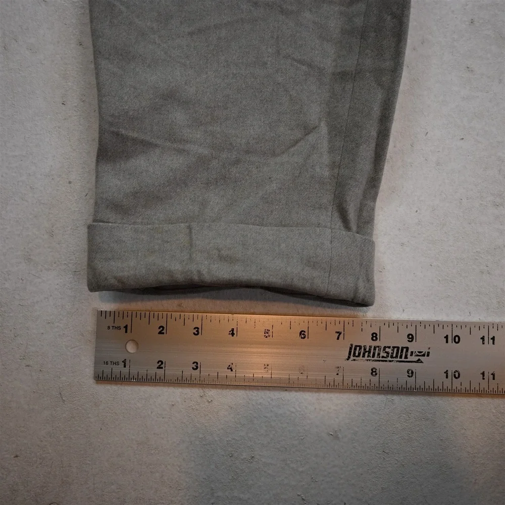 Vtg 1940s 1950s 30x32 Gray Flannel Wool High Waist Pleated‎ Baggy Dress Pants